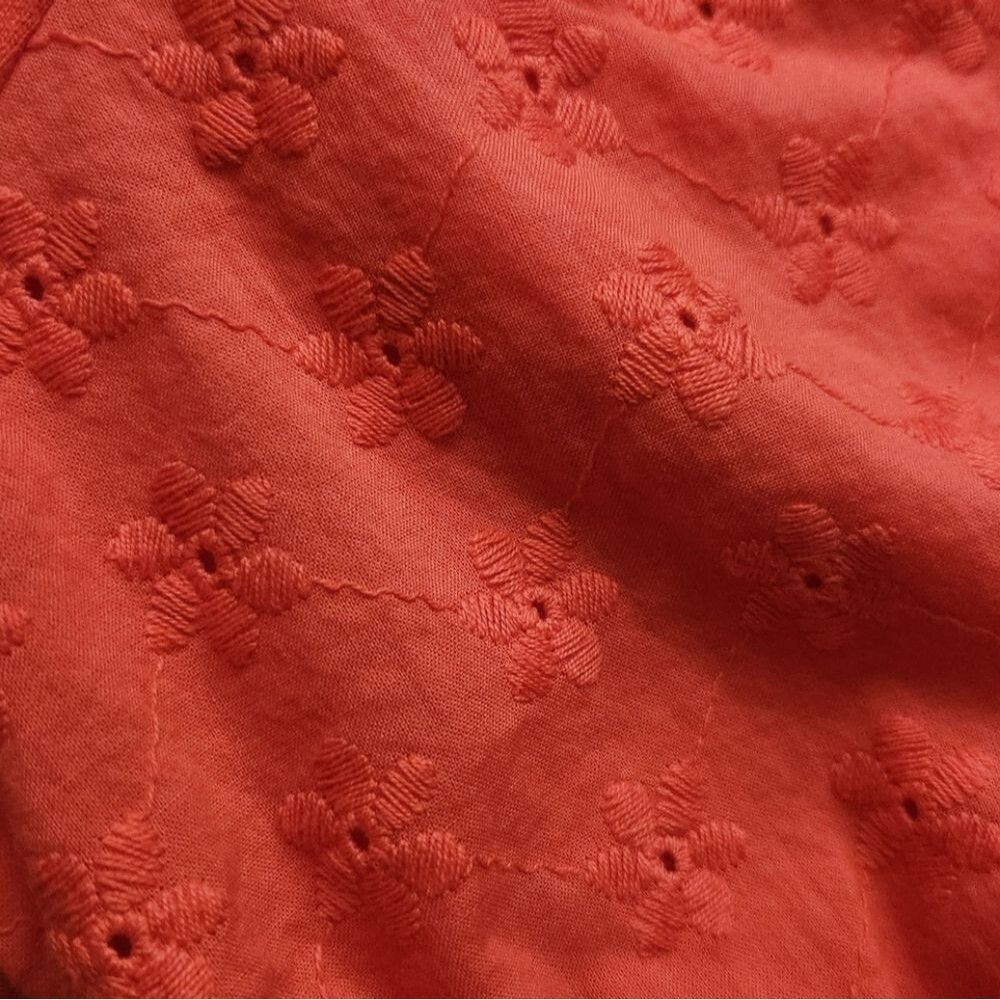 Carter's Kids Girls Orange Eyelet Puff Short Sleeve Crop Top Soft Cotton Size 12 - Picture 6 of 12